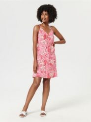 Sukienka mini na ramiączkach - koralowy. Pomarańczowe sukienki damskie Sinsay, l, bez wzorów, ze skóry, bez kołnierzyka, bez ramiączek, mini. Za 49.99 zł.