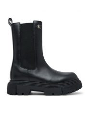 Calvin Klein Kozaki Tronchetto V4A5-83137-1355 S Czarny. Czarne buty zimowe dziewczęce Calvin Klein, bez wzorów, ze skóry, bez zapięcia. Za 539.99 zł.