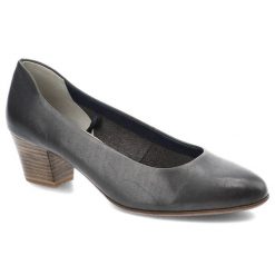 Granatowe Czółenka Tamaris Skórzane Buty Damskie. Niebieskie czółenka damskie Tamaris, bez wzorów, prążkowane, biznesowe, bez obcasa, na obcasie, bez zapięcia. Za 189.00 zł.