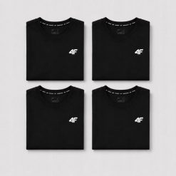 KOMPLET KOSZULEK MĘSKICH 4F ZESTAW 4PAK T-SHIRT 3XL TTSHM3341 CZARNY. Czarne t-shirty męskie 4f, m, bez wzorów, z bawełny, sportowe, bez kołnierzyka. Za 199.96 zł.