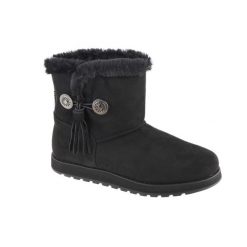 Buty zimowe damskie, Skechers Keepsakes-Tribute. Czarne obuwie sportowe damskie Skechers, bez wzorów, z materiału. Za 189.99 zł.