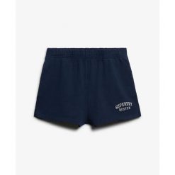 Szorty z motywem sportowym essentials dla kobiet Superdry. Niebieskie szorty sportowe damskie Superdry., bez wzorów, sportowe. W wyprzedaży za 135.00 zł.