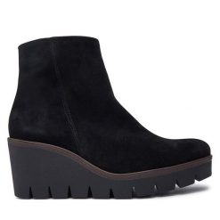 Botki Gabor. Czarne botki damskie Gabor, bez obcasa, na płaskiej podeszwie, bez zapięcia. Za 659.99 zł.