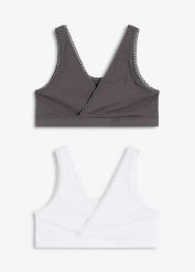 Biustonosz bustier dwustronny z miękką bawełną organiczną (2 szt.). Białe biustonosze bonprix, bez wzorów, z bawełny. Za 95.98 zł.