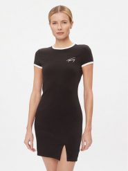 Tommy Jeans Sukienka codzienna Bodycon DW0DW17409 Czarny Slim Fit. Czarne sukienki damskie Tommy Jeans, na co dzień, xxs, bez wzorów, z bawełny, bez kołnierzyka, bez ramiączek, bodycon. Za 339.99 zł.