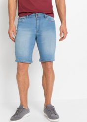 Bermudy dżinsowe ze stretchem, Regular Fit (2 pary). Niebieskie jeansy męskie bonprix. Za 189.99 zł.