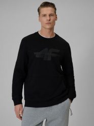 4F Bluza dresowa regular bez kaptura męska - czarna L. Czarne bluzy męskie 4f, l, bez wzorów, z dresówki, bez kaptura. Za 159.99 zł.