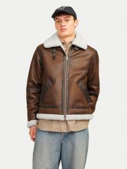 Jack & Jones Kurtka z imitacji skóry Cole Aviator 12261819 Brązowy Regular Fit. Brązowe kurtki męskie Jack & Jones, l, bez wzorów, ze skóry, bez kaptura. Za 239.99 zł.