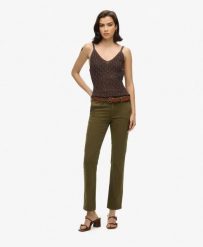 Superdry Spodnie Chino Mid Rise damskie — szary melanż z akcentem Jaffa. Szare spodnie materiałowe damskie Superdry., uniwersalny, bez wzorów, z bawełny. Za 322.70 zł.