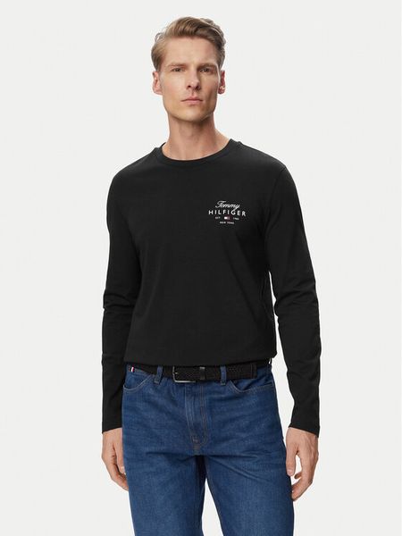 Tommy Hilfiger Longsleeve Script Stack MW0MW43225 Czarny Regular Fit. Czarne bluzki z długim rękawem męskie Tommy Hilfiger, m, bez wzorów, z bawełny, bez kołnierzyka. Za 209.99 zł.