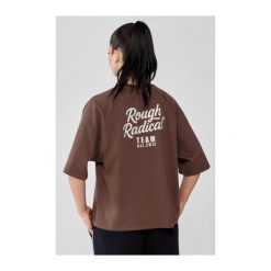Damski t-shirt oversize Rough Radical Vibe. Brązowe t-shirty damskie ROUGH RADICAL, bez wzorów, bez kołnierzyka. Za 111.92 zł.