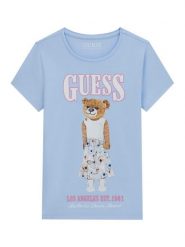 Guess T-Shirt J6RI10 K6YW4 Błękitny Regular Fit. Niebieskie t-shirty i topy dla dziewczynek Guess, z aplikacjami, z bawełny, bez ramiączek. Za 119.99 zł.