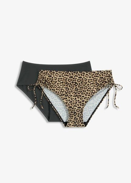 Figi bikini (2 pary). Czarne bikini damskie bonprix, bez wzorów. Za 124.99 zł.