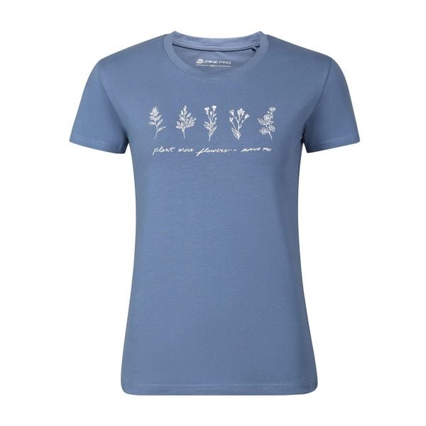 Koszulka damska bawełniana Alpine Pro Norda. Niebieskie t-shirty damskie Alpine Pro, bez wzorów, z bawełny, eleganckie, bez kołnierzyka. W wyprzedaży za 59.00 zł.