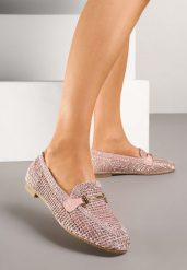 Różowe Mokasyny z Ażurową Cholewką i Klamerką Falionisa. Czerwone mokasyny damskie Renee, eleganckie. Za 59.99 zł.