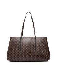 Calvin Klein Torebka Emblem Aop Medium Work Tote LV04F3786G Brązowy ciemny. Brązowe torebki do ręki damskie Calvin Klein, bez wzorów, ze skóry, bez dodatków. Za 649.99 zł.