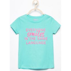 T-shirt z napisem - Turkusowy. T-shirty damskie marki Giacomo Conti. Za 9.99 zł.