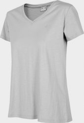 4f Koszulka damska H4Z22-TSD352 Chłodny jasny szary melanż r.L. Szare t-shirty damskie 4f, l, bez wzorów, bez kołnierzyka. Za 41.68 zł.