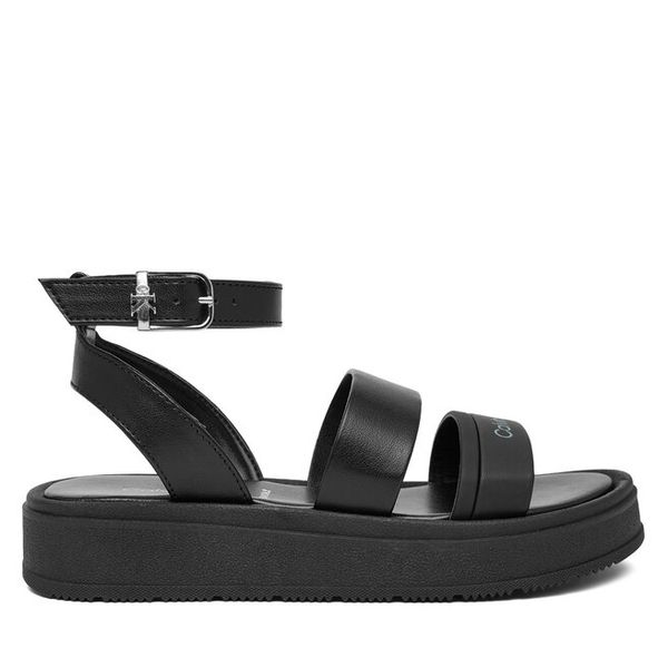 Sandały Calvin Klein. Czarne sandały dziewczęce Calvin Klein, bez zapięcia. Za 509.99 zł.