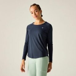 Damska koszulka z długim rękawem do biegania Nimble. Niebieskie koszulki sportowe damskie Dare 2b, bez wzorów, z lyocellu, bez kołnierzyka, bez ramiączek, do biegania. Za 159.99 zł.