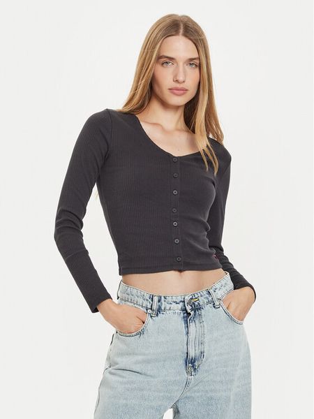 Levi's® Bluzka A8783-0001 Czarny Slim Fit. Czarne bluzki damskie m, bez wzorów, z bawełny, bez kołnierzyka, bez ramiączek. Za 119.99 zł.