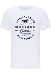 MUSTANG ALEX C PRINT MĘSKI T-SHIRT KOSZULKA LOGO TEE GENERAL WHITE 1015052 2045. Białe t-shirty męskie Mustang, m, bez wzorów, bez kołnierzyka. Za 69.99 zł.