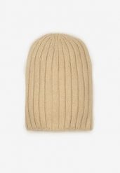 Beżowa Czapka z Wiskozy w Stylu Beanie z Prążkowanego Materiału Enandira. Brązowe czapki i kapelusze damskie Renee, bez wzorów, prążkowane, eleganckie. Za 34.99 zł.