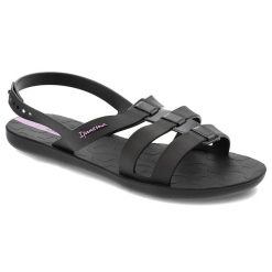 Czarne Sandały Ipanema Modne Obuwie Damskie. Czarne sandały damskie Ipanema, bez wzorów, z materiału, bez obcasa, bez zapięcia. Za 129.00 zł.