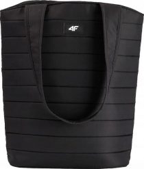 Torba damska 4F Shopper F005 16L F117. Czarne torby na ramię damskie 4f, bez wzorów, z materiału, biznesowe, duże, pikowane, bez dodatków. Za 89.99 zł.