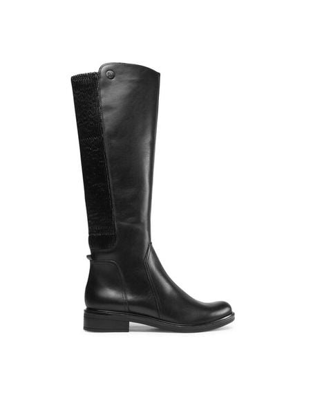 Caprice Oficerki 9-25513-41 Czarny. Czarne kozaki damskie Caprice, ze skóry, bez obcasa, na płaskiej podeszwie. Za 719.99 zł.
