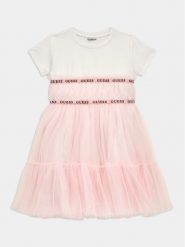 Guess Sukienka elegancka J4RK26 K6YW0 Różowy Regular Fit. Czerwone sukienki dla dziewczynek Guess, z aplikacjami, z bawełny, eleganckie, bez ramiączek. Za 319.99 zł.