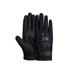 Damskie rękawiczki jeździeckie z nadrukowanym logo B Vertigo Laia. Czarne rękawiczki damskie B VERTIGO, bez wzorów, z elastanu, eleganckie. Za 133.50 zł.