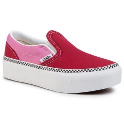 Tenisówki Vans. Czerwone półbuty dziewczęce Vans, bez wzorów, bez zapięcia. Za 219.99 zł.