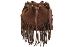 Torebka skórzana boho style - Brązowa. Brązowe torebki shopper damskie Barberinis, bez wzorów, ze skóry, boho, małe, zamszowe, bez dodatków. Za 276.99 zł.