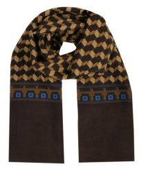 Męski Szalik Elegancki Miękki, Dwustronny, Śliski - ALTIES - Brąz w Regularny Wzór. Szaliki męskie Alties, na zimę, bez wzorów, z materiału. Za 55.00 zł.