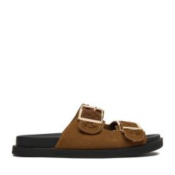 Klapki JENNY. Brązowe klapki damskie Jenny, bez wzorów, bez obcasa. Za 119.99 zł.