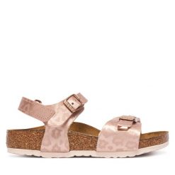 Sandały Birkenstock. Czerwone sandały dziewczęce Birkenstock, bez zapięcia. Za 269.99 zł.