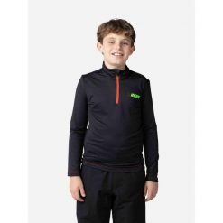Bluzka narciarska dla dzieci ROSSIGNOL Boy HERO 1/2 Zip Warm Stretch czarna. Czarne buty zimowe chłopięce Rossignol, bez wzorów, bez zapięcia. Za 259.99 zł.