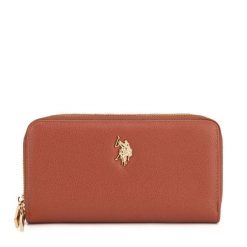 Portfel U.S. Polo Assn. Brązowe portfele damskie U.S. Polo Assn., bez wzorów. Za 159.99 zł.