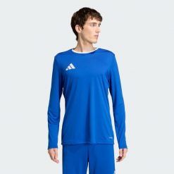 Koszulka Entrada26 Long Sleeve Jersey. Niebieskie koszulki sportowe męskie Adidas, bez wzorów, z dzianiny, bez kołnierzyka, bez ramiączek, do piłki nożnej. Za 73.99 zł.