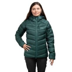 Kurtka trekkingowa puchowa damska Glaceon Pro Women. Zielone kurtki sportowe damskie RAB, na zimę, bez wzorów, z puchu, z kapturem, trekkingowe. Za 1,259.99 zł.