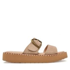 Klapki EMU Australia. Brązowe klapki damskie Emu Australia, bez wzorów, bez obcasa. Za 428.99 zł.