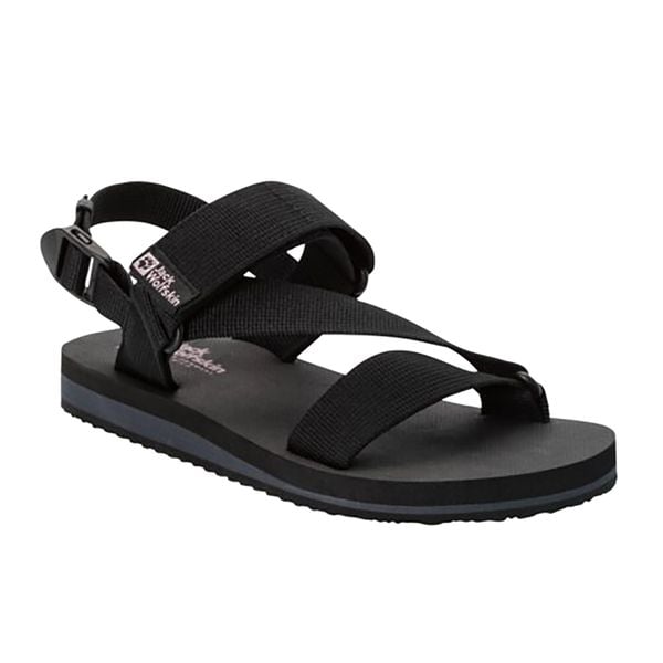 Sandały turystyczne damskie Jack Wolfskin Urban Entdeckung Belt. Czarne obuwie sportowe damskie Jack Wolfskin, bez wzorów, bez obcasa, bez zapięcia. Za 159.99 zł.