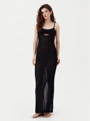 KARL LAGERFELD Sukienka plażowa A1W46032 Czarny Slim Fit. Czarne sukienki damskie KARL LAGERFELD, na plażę, m, bez wzorów, z bawełny, bez kołnierzyka, bez ramiączek. Za 469.99 zł.