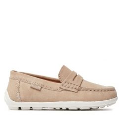 Mokasyny Geox. Brązowe półbuty chłopięce Geox, bez wzorów, bez zapięcia. Za 189.99 zł.