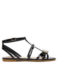 Liu Jo Sandały Sandy 08 SA6121 EX004 Czarny. Czarne sandały damskie Liu Jo, bez wzorów, ze skóry, bez obcasa, na płaskiej podeszwie, bez zapięcia. Za 559.99 zł.