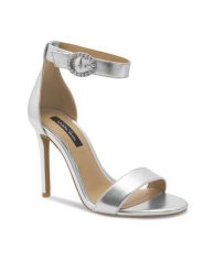 Nine West Sandały WFA2646-1 Srebrny. Szare klapki damskie Nine West, bez wzorów, ze skóry, bez obcasa, na szpilce, bez zapięcia. Za 137.99 zł.