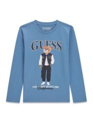 Guess Bluzka L6BI11 K5732 Niebieski Regular Fit. Niebieskie koszule dla chłopców Guess, z aplikacjami, z bawełny, bez kołnierzyka, bez ramiączek. Za 114.99 zł.