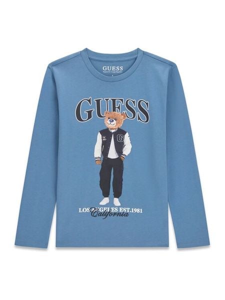 Guess Bluzka L6BI11 K5732 Niebieski Regular Fit. Niebieskie koszule dla chłopców Guess, z aplikacjami, bez kołnierzyka, bez ramiączek. Za 114.99 zł.