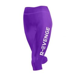 Legginsy techniczne do biegania Capri damskie z taśmami kinetycznymi. Fioletowe legginsy damskie R-EVENGE, bez wzorów, z elastanu, do biegania. Za 212.88 zł.